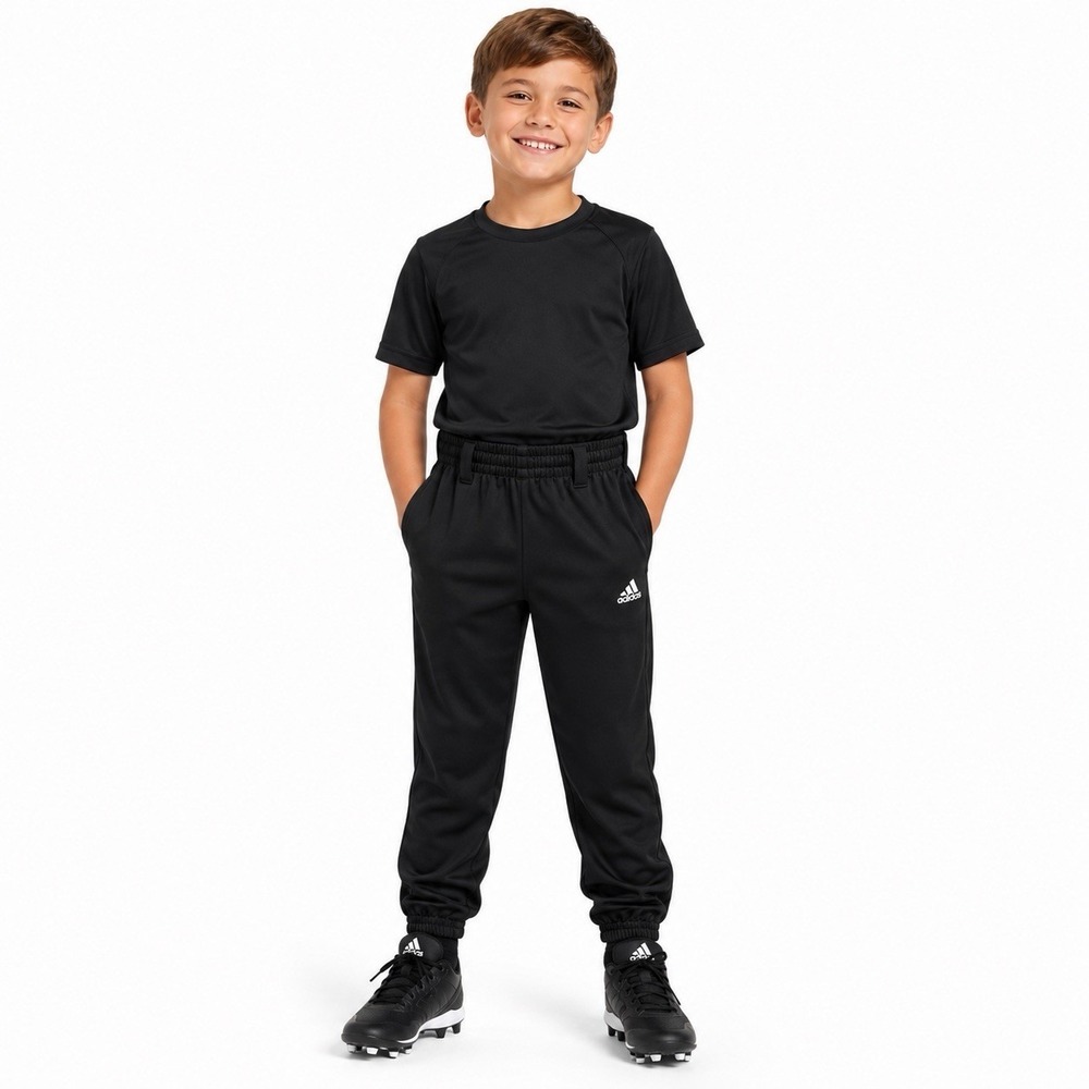 Adidas Youth XS Black Aeroready Baseball Pull-On Pants Belt Loops Elastic Cuffs - Picture 13 of 13